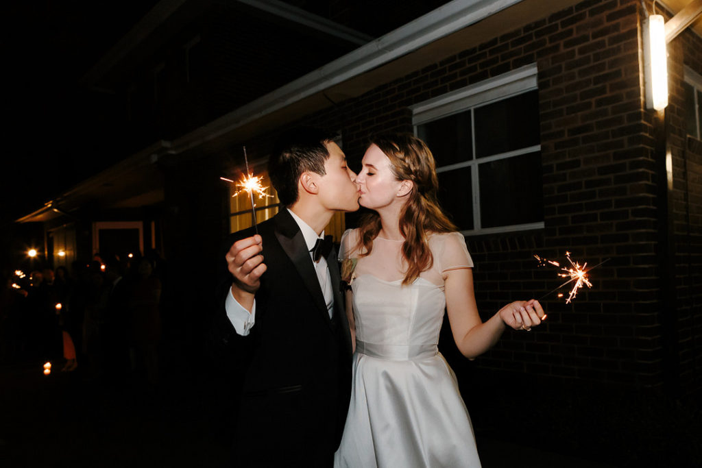 Bride and Groom With Sparklers