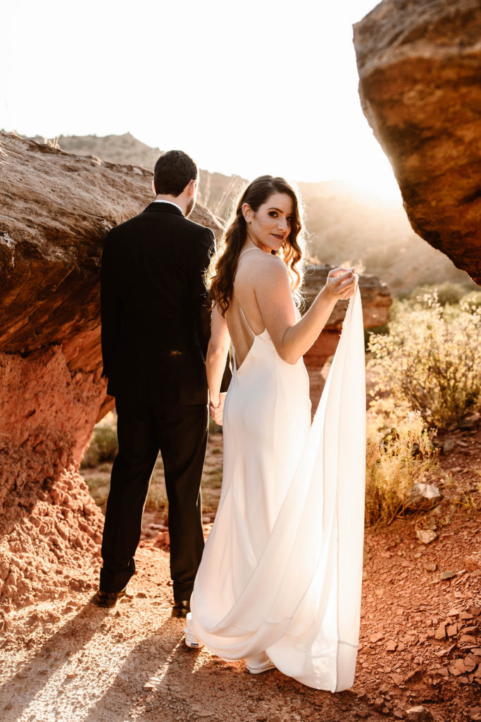 Bride and Groom Sunrise Elopement