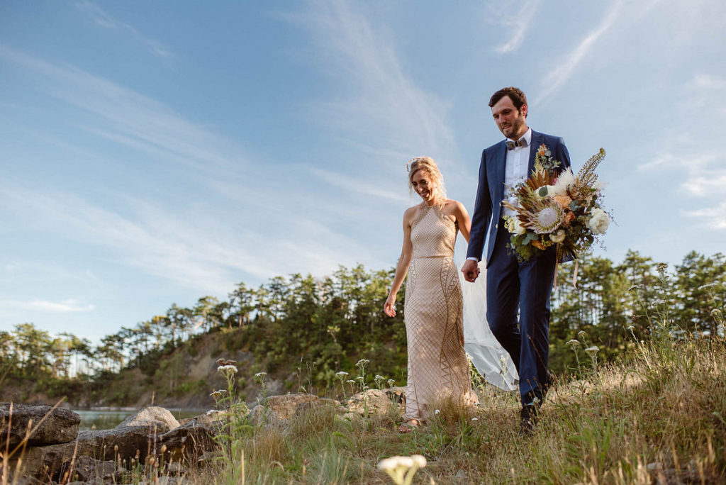 Bride and Groom Vintage Outdoorsy Elopement