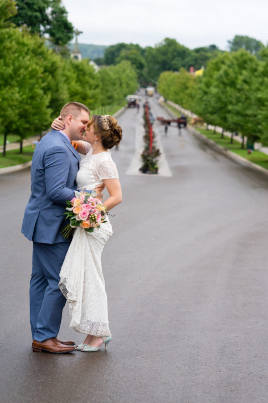 Bride and Groom Vintage Mackinac Island Wedding