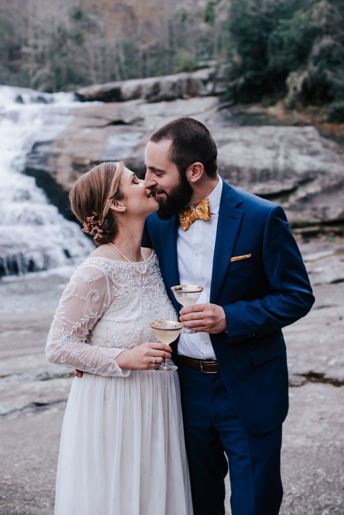 Bride and Groom Waterfall Wedding