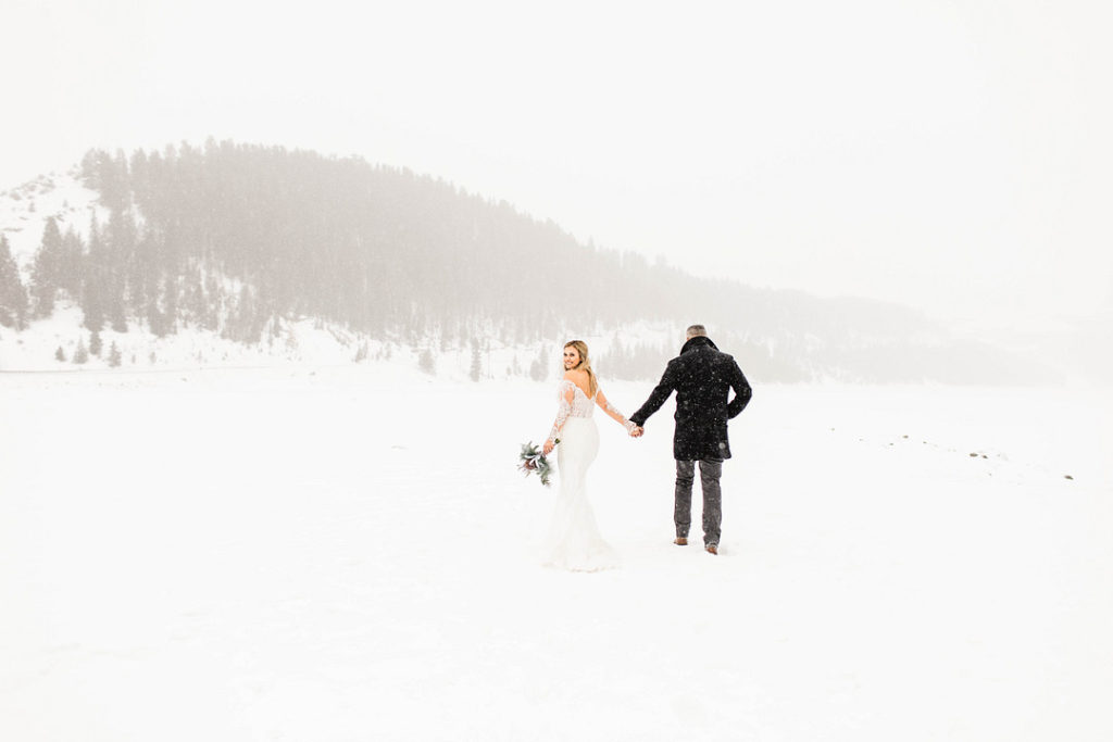 Bride + Groom Blizzard Wedding