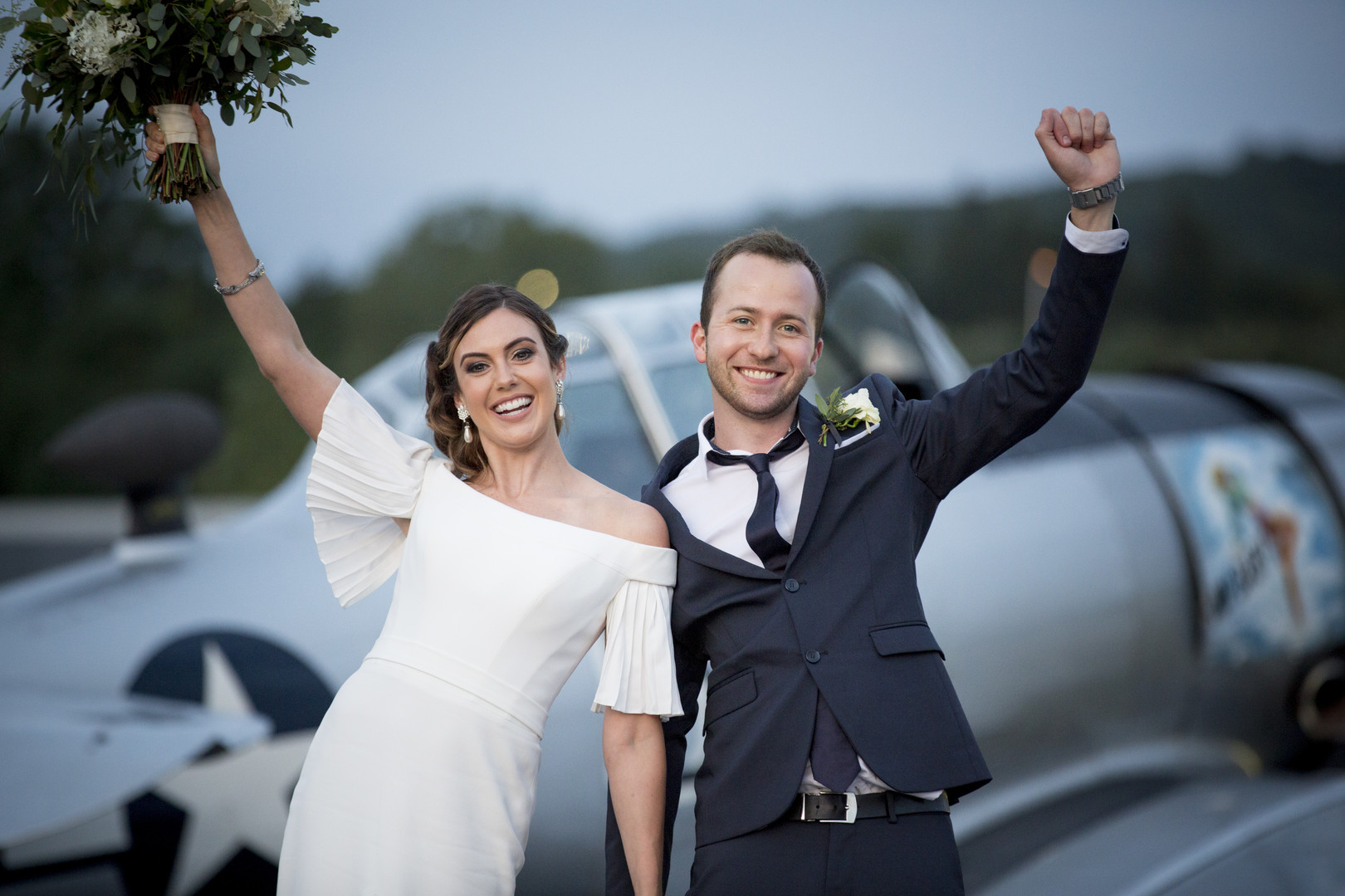 Bride + Groom | Vintage Aviation Theme Wedding