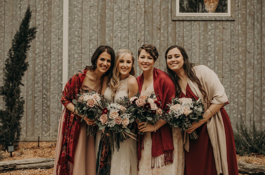 Bridesmaids at Vintage Barn Wedding