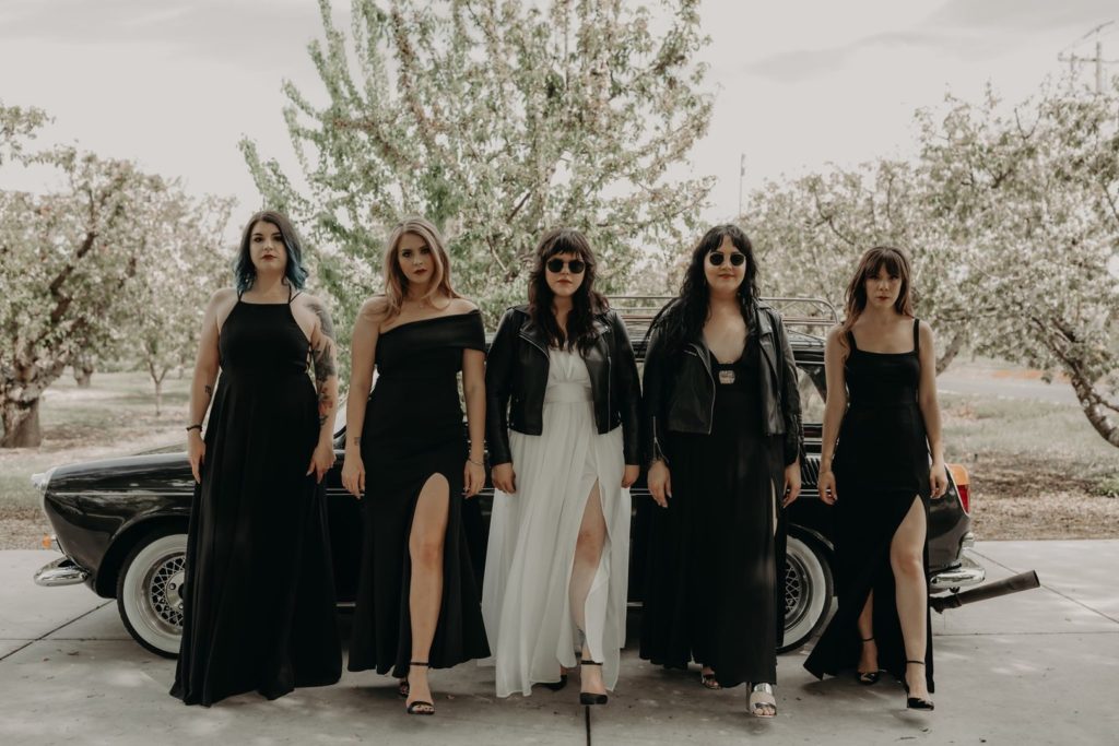 Bridesmaids in Black | VIntage Industrial Wedding