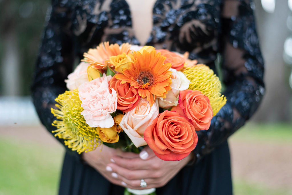 Bright Orange Bridesmaids Bouquet | Citrus Grove Wedding