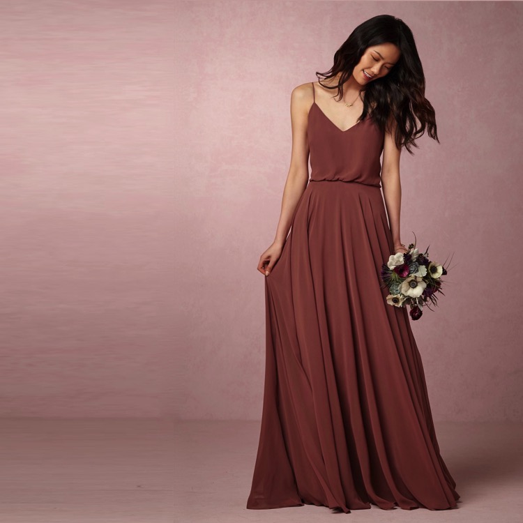 Cinnamon Brown Vintage Style Bridesmaid Dress