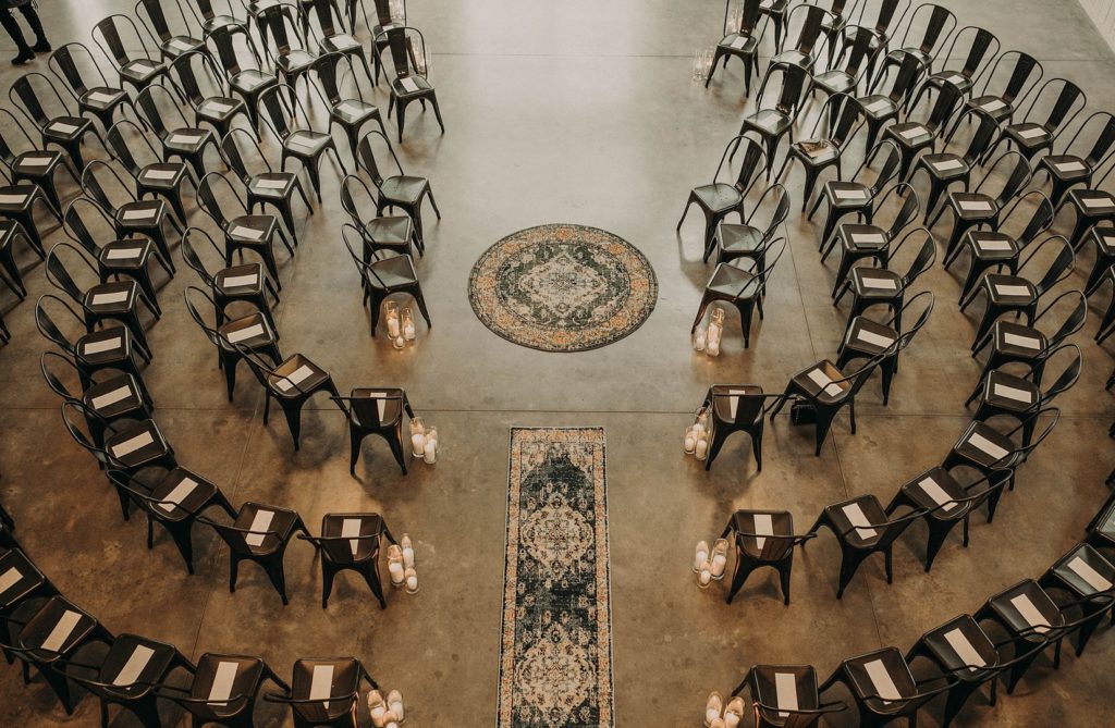 Ceremony Setup in Vintage Barn Wedding