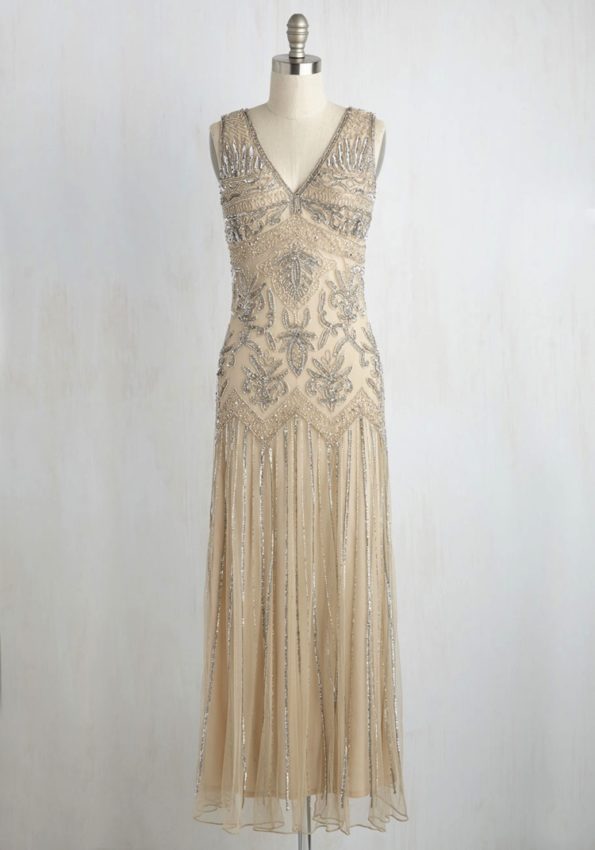 Champagne 1920s Style Wedding Gown