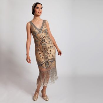 Champagne and SIlver Fringed Flapper Dress