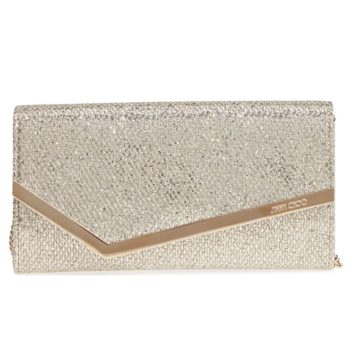 Champagne Glitter Art Deco Clutch | Jimmy Choo