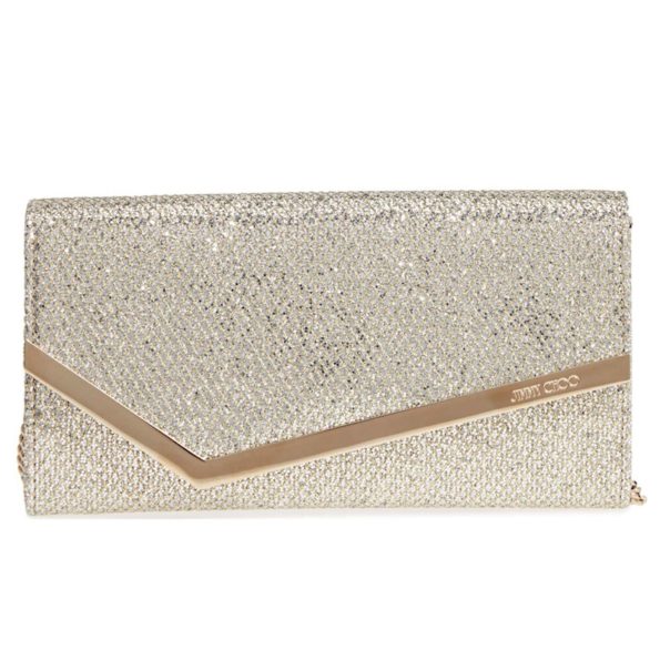 Champagne Glitter Art Deco Clutch | Jimmy Choo