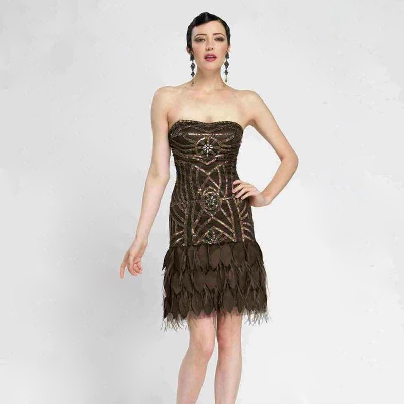 Brown Feather Flapper Dress