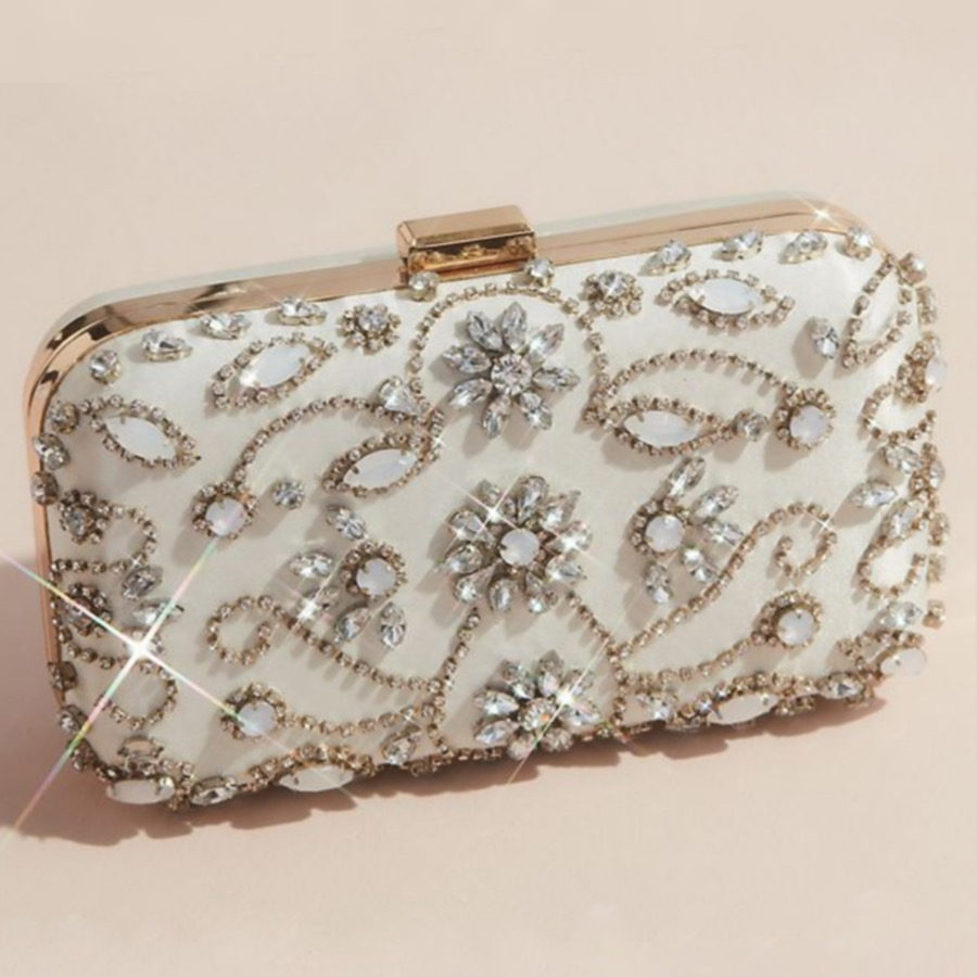 Bridal wedding clutch, Reed hollow out gold crystal rhinestone clutch ...