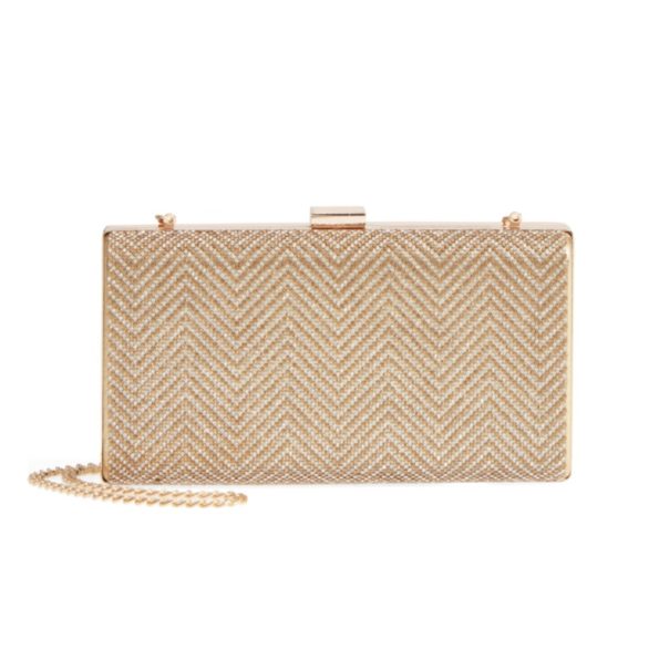 Crystal Gold Chevron Art Deco Clutch