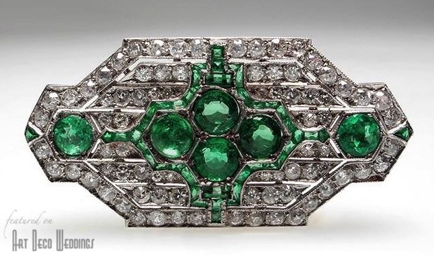 Deco Emerald Brooch