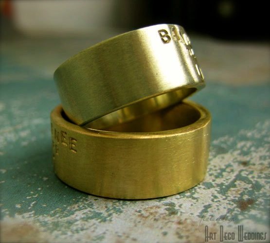 Art deco mens wedding best sale band