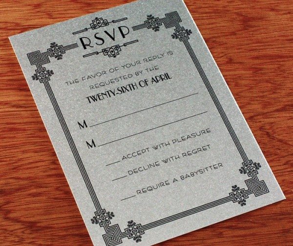 Art Deco RSVP card