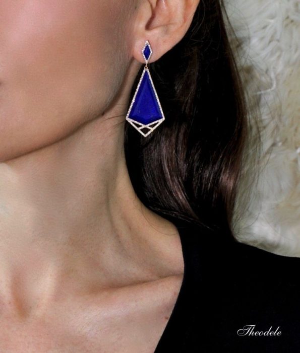Diamond + Blue Art Deco Earrings