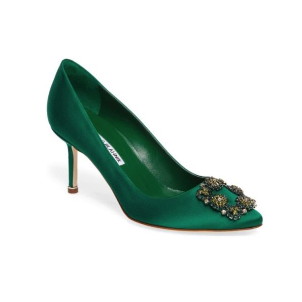 Emerald Green Buckle Pumps | Manolo Blahnik