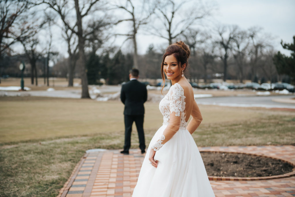 First Look | Elegant Vintage Country Club Wedding