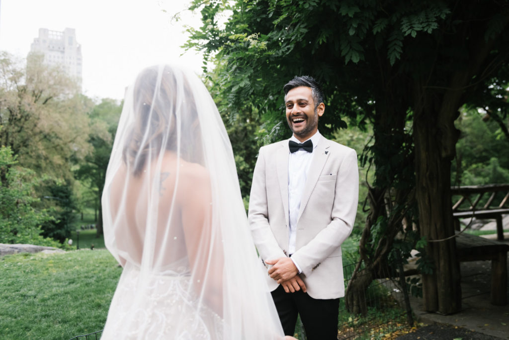 First Look Groom New York City Elopement