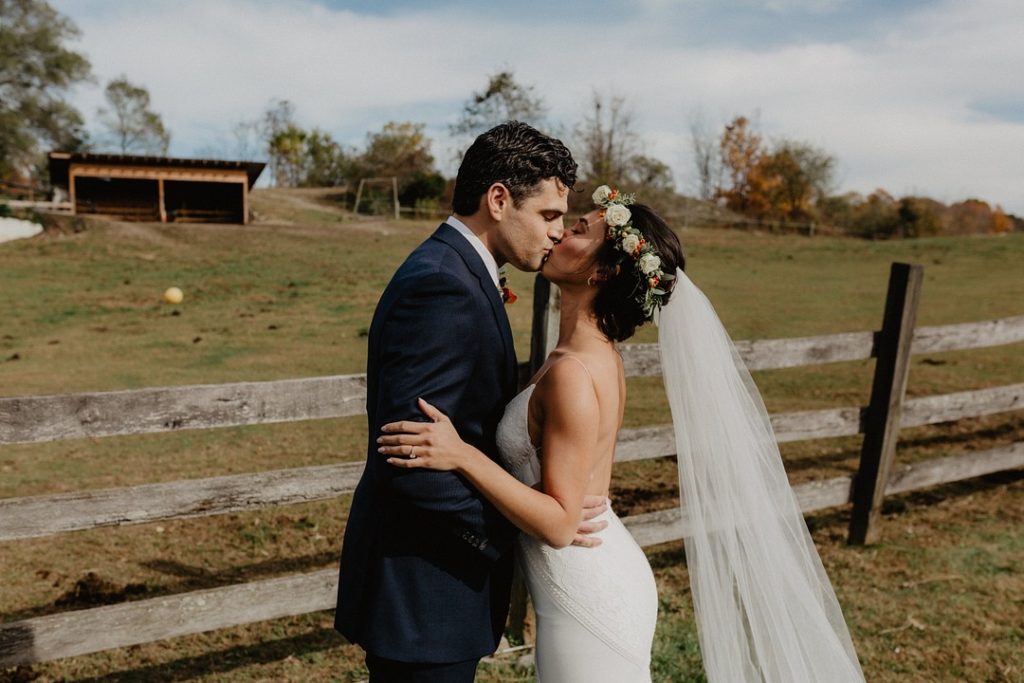 First Look Romantic Farm Wedding