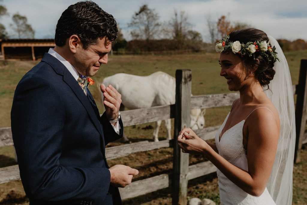 First Look | Romantic Vintage Farm Wedding