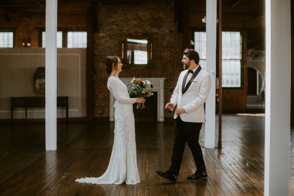 First Look | Vintage Industrial NY Wedding