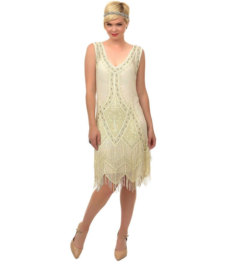 Ivory Fringe Flapper Dress | Deco Shop