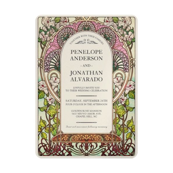Floral Art Nouveau Wedding Invitation