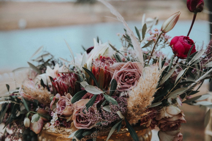 Floral Centerpiece | Dramatic Rustic 1920s Wedding Inspiration