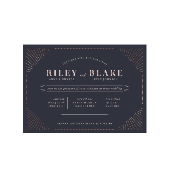 Foil Pressed Art Deco Wedding Invitation