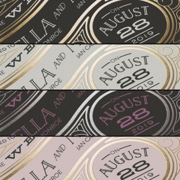 Foil Stamped Vintage Style Wedding Invitation Color Choices