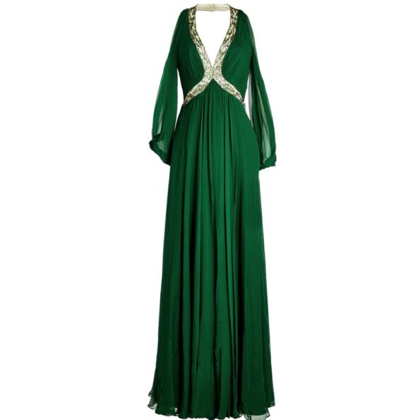 Forest Green Chiffon Evening Gown Jenny Packham