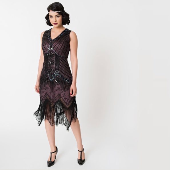 Fringed Purple Flapper Dress