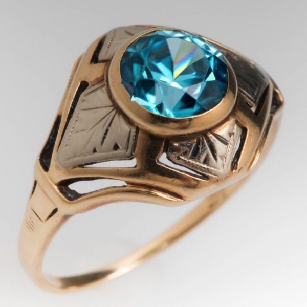 Furturistic Art Deco Zircon Ring