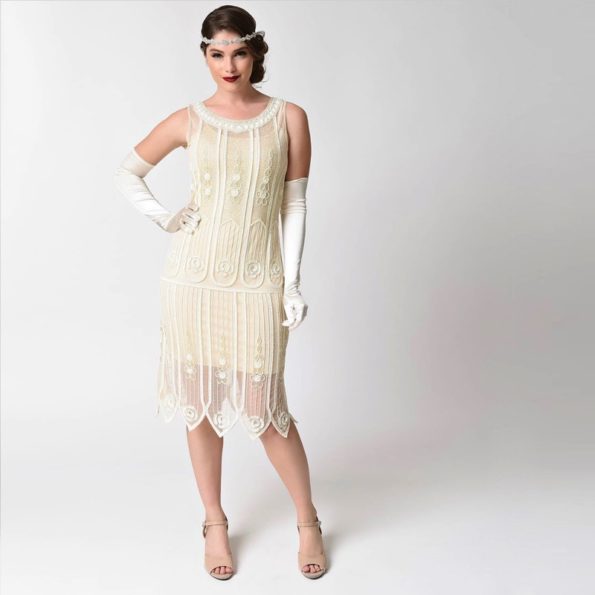 Ivory 1920s Flapper Dress