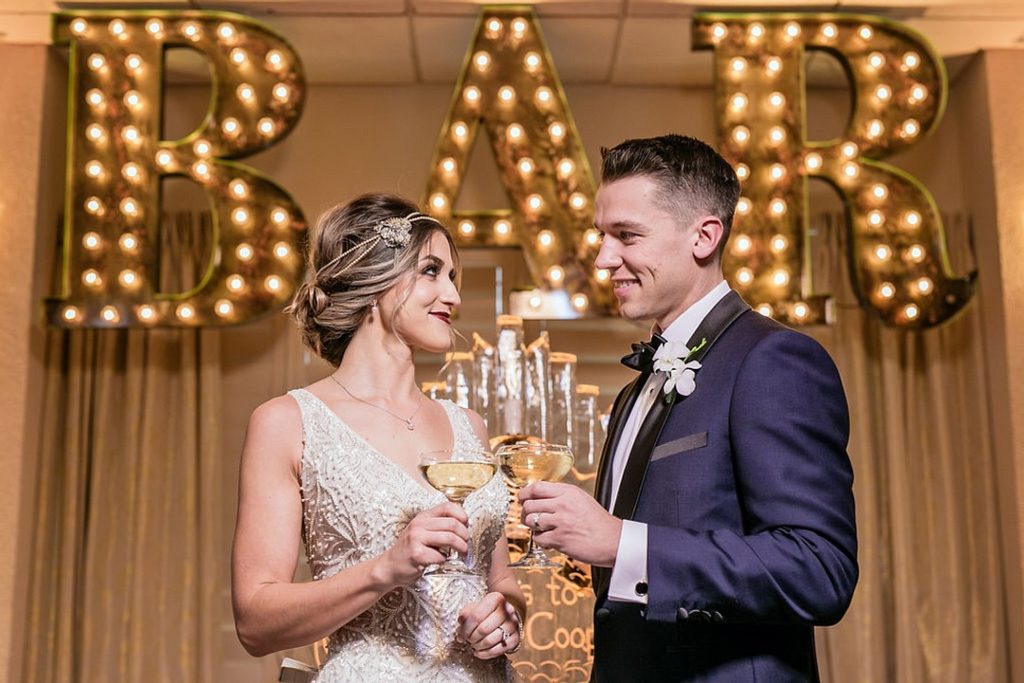 Gatsby Inspired Bride + Groom Toast