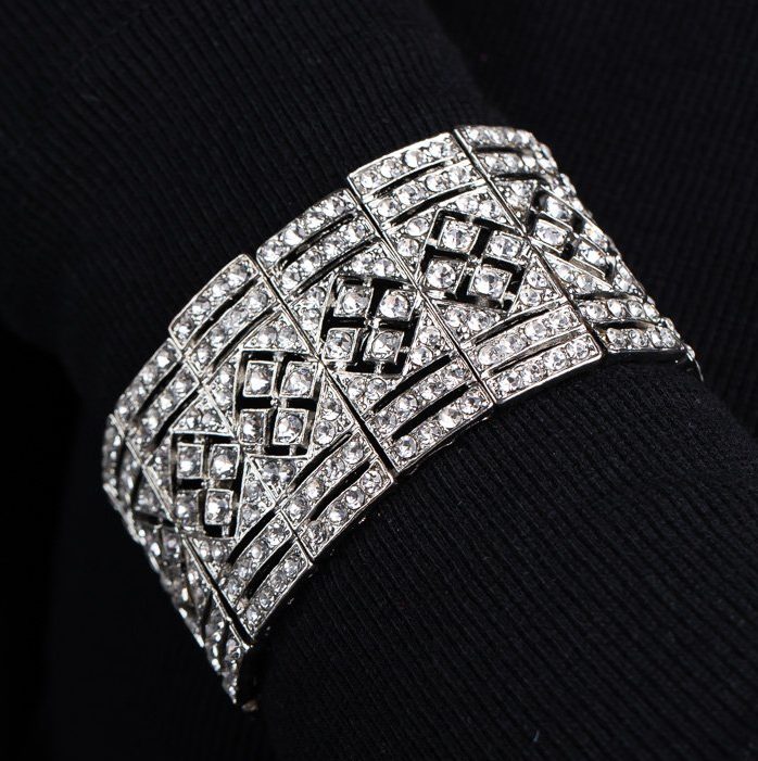 Geometric Art Deco Crystal Stretch Bracelet