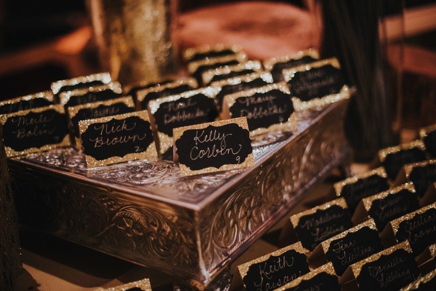 Glitter Gold + Black Placecards