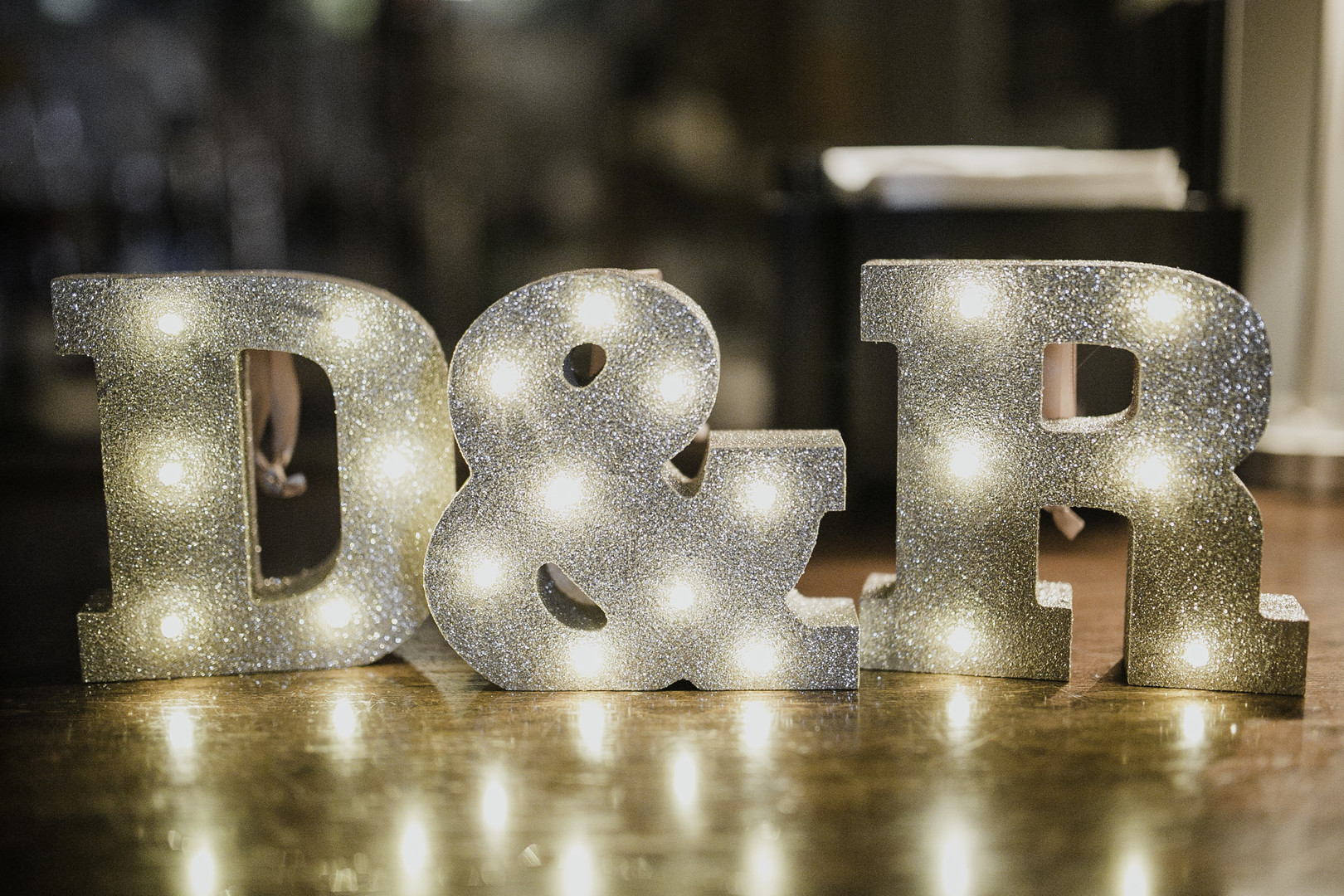 Glitter Wedding Initials | Light Up Sign