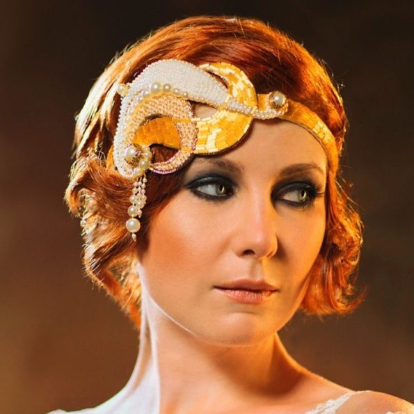 Gold Art Deco Beaded Headpiece