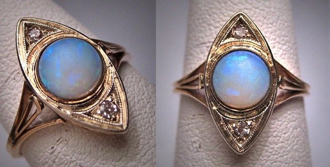 Gold Art Deco Opal Ring