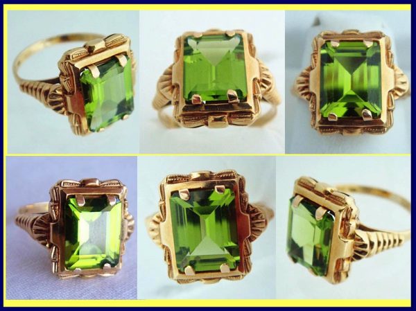 Gold Art Deco Peridot Ring