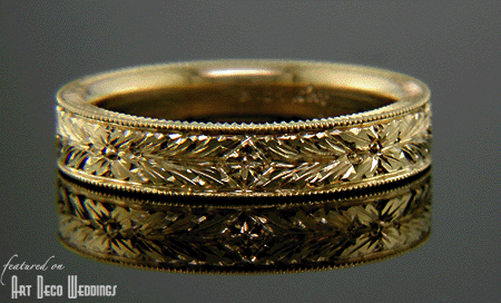 Gold Art Deco Wedding Band