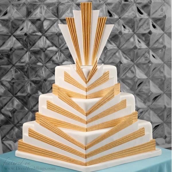 White + Gold Art Deco Cake