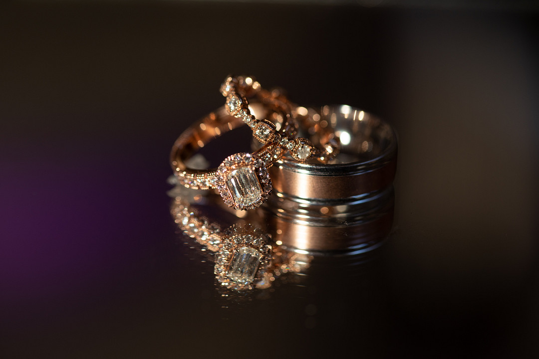 Gold Art Deco Wedding Rings