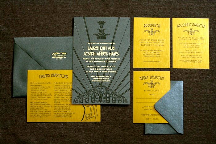 Gold + Black Deco Invitations