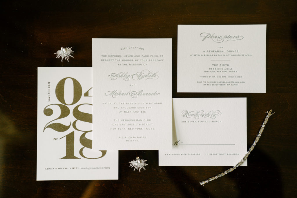 Gold + Ivory Invitation | Vintage Style NYC Wedding